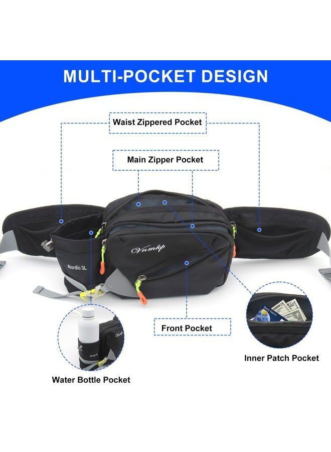 Vnmkp Waist Pack with Water Bottle Holder for Men and Women for Running Climbing Hiking Fitness Cycling and Other Outdoor Sports, Sky blue - Image 3