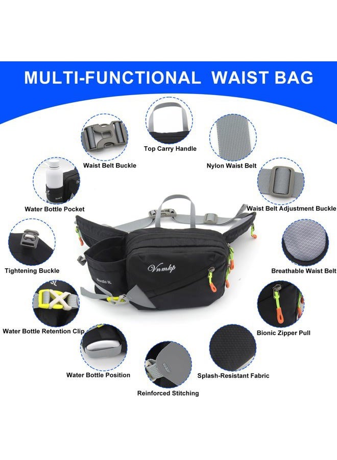 Vnmkp Waist Pack with Water Bottle Holder for Men and Women for Running Climbing Hiking Fitness Cycling and Other Outdoor Sports, Sky blue - Image 4