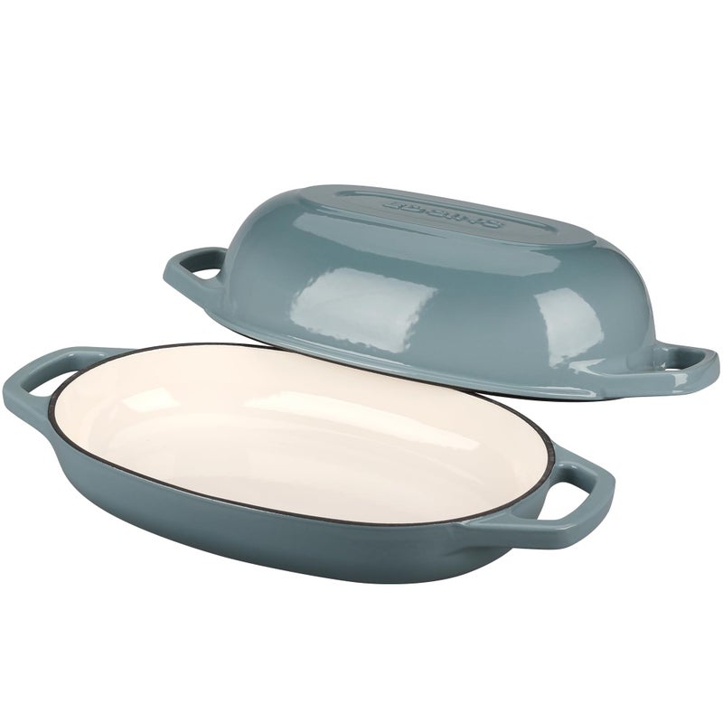 EDGING CASTING Enameled Cast Iron Oval Dutch Oven Pot with Lid, Dutch Oven for Sourdough Bread Baking, Bread Oven, Bread Dutch Oven, Oval Bread Pan, 5qt, Seasalt - Image 4