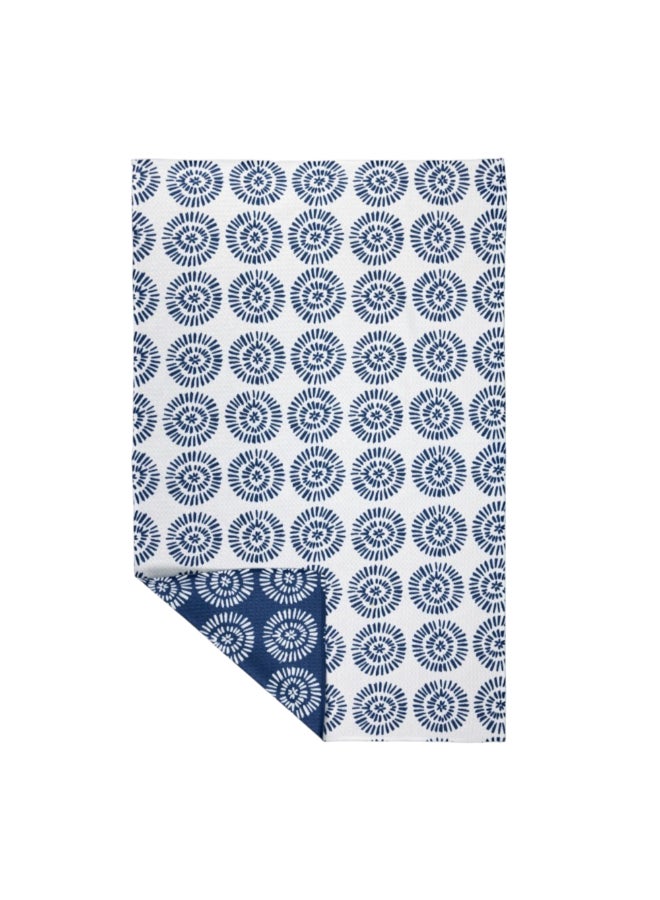 Vibe High Quality Circle Printed Kitchen Towel White and Blue 40 x 66cm 9955-2509