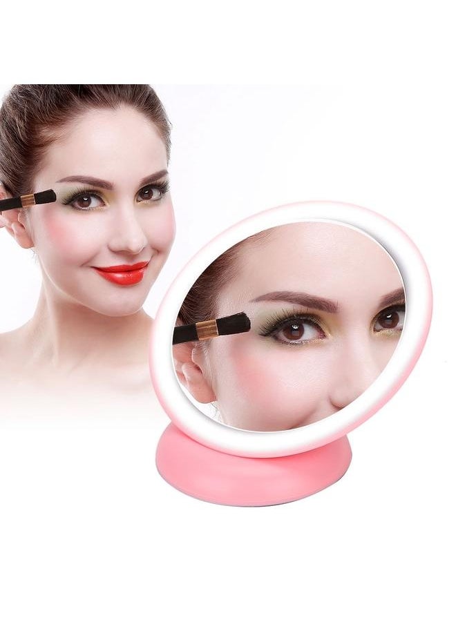 NIBEMINENT Rechargeable Desktop Handheld LED Makeup Mirror Portable Round Angle Adjustable Cosmetic Mirror  - Image 5