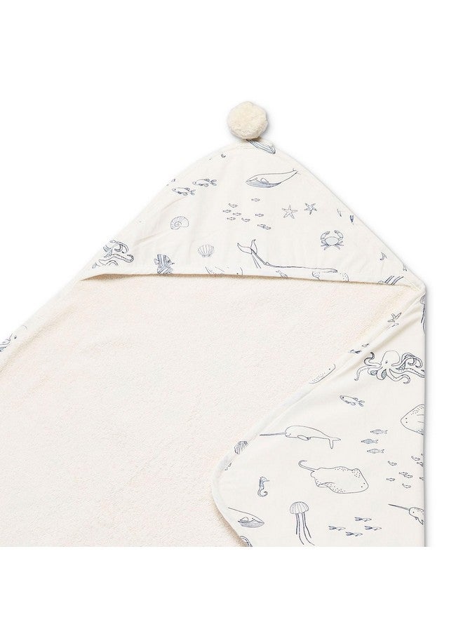 PEHR Hooded Towel, Life Aquatic | Absorbent French Terry & Soft Brushed 100% Cotton | 30” x 30”