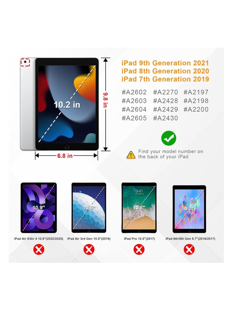 حافظة Ecosystem Hybrid متوافقة مع iPad من الجيل التاسع/الثامن/السابع (طراز 2021/2020/2019، 10.2/10.5 بوصة) - غطاء مقاوم للصدمات مع غلاف خلفي شفاف مع حامل قلم، إيقاظ/سكون تلقائي (أزرق داكن) - Image 3