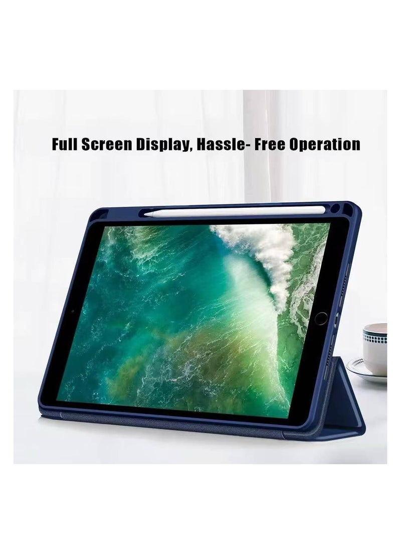 حافظة Ecosystem Hybrid متوافقة مع iPad من الجيل التاسع/الثامن/السابع (طراز 2021/2020/2019، 10.2/10.5 بوصة) - غطاء مقاوم للصدمات مع غلاف خلفي شفاف مع حامل قلم، إيقاظ/سكون تلقائي (أزرق داكن) - Image 5