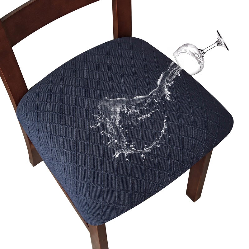 Genina Waterproof Seat Covers for Dining Room Chairs Covers Dining Chair Cover Kitchen Chair Covers Navy Blue 4 Pcs
