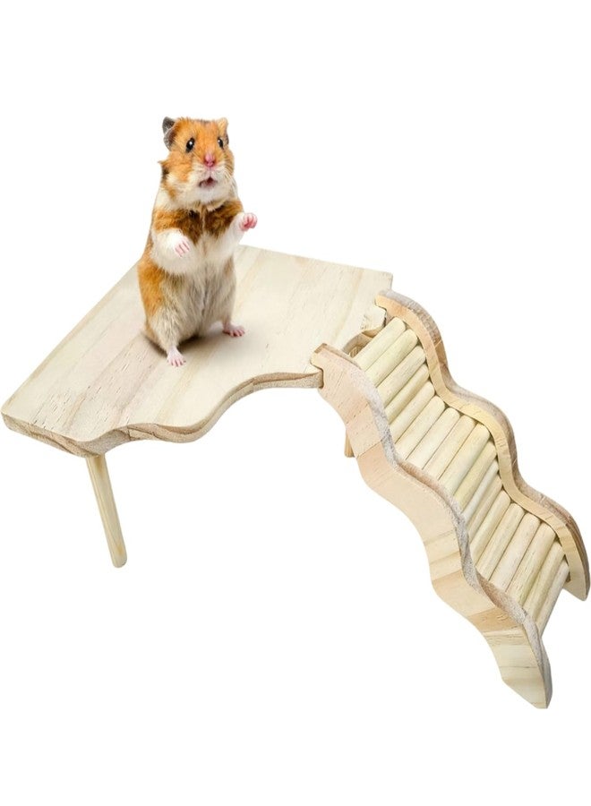 Feiena Wooden Hamster Platform for Hamster Cage Accessories Climbing Toys Dwarf Syrian Hamster Gerbil Rat Mice Degus or Other Small Pets (Triangle) - Image 1