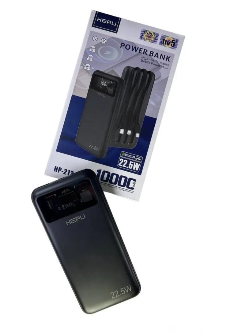 HEPU UMB HEPU HP-212 10000mAh Power Bank with PD & QC Fast Charging – Compact & Portable 22.5W External Battery Charger for Smartphones, Tablets & More – High-Capacity USB-C & USB-A Power Bank with Intelligent Safety Features for On-The-Go Use - Image 1