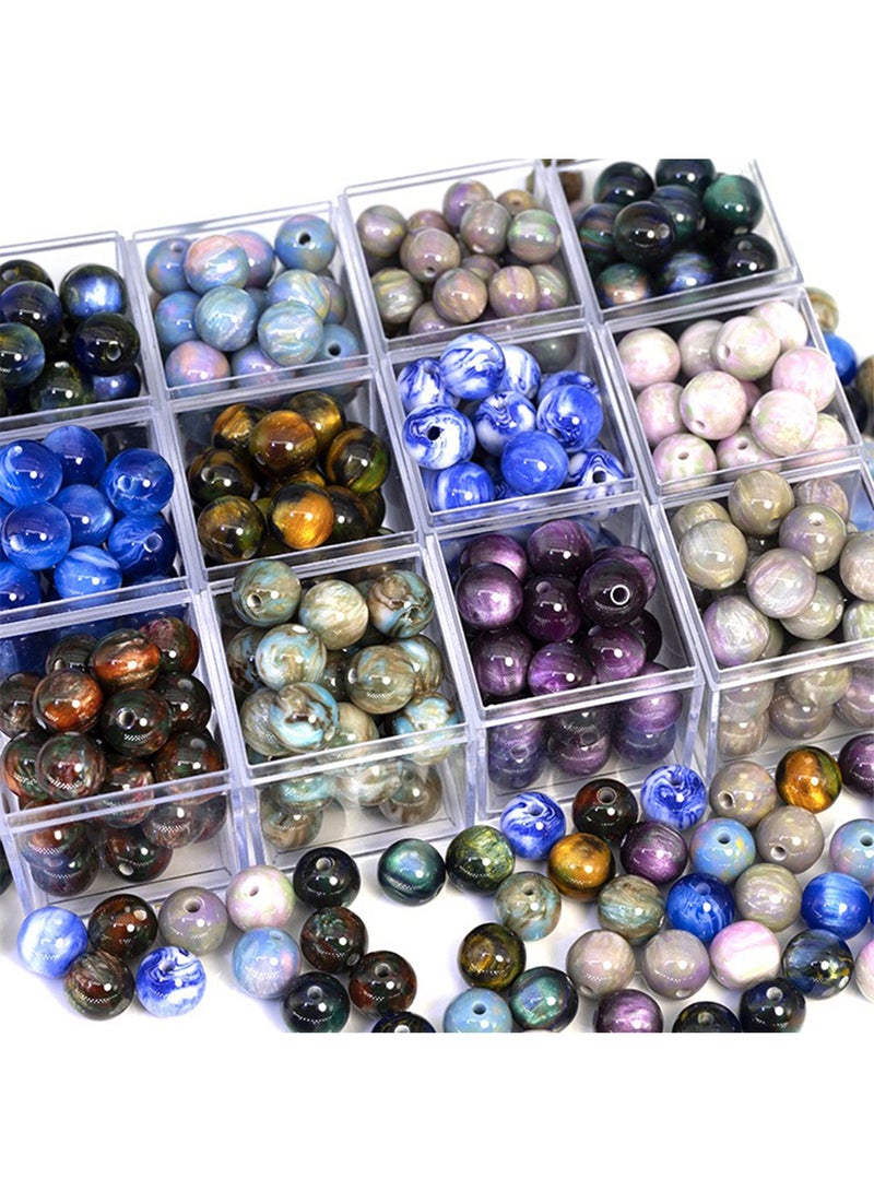 l&wen Oil Painting Bracelet Beads, Round Beads Jewelry Necklace Earrings Making and Crafts for Girls 8mm 30Pcs  - Image 2