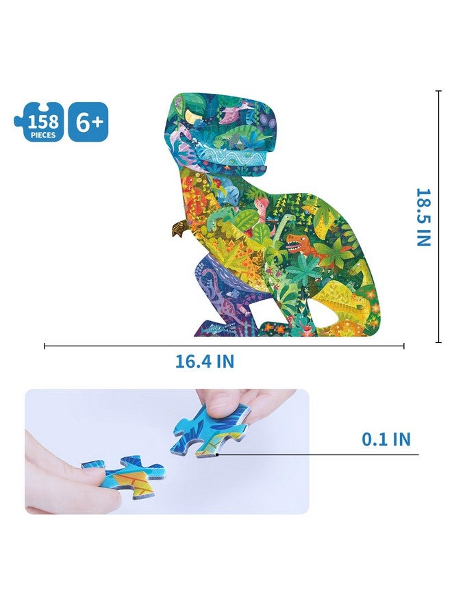 TOI Dinosaur Floor Puzzles For Kids Aged 6-8, 158 Pieces Animal Shaped Jigsaw Puzzles, Preschool Dinosaur Puzzle For Boys And Girls Educational Toy - Image 3