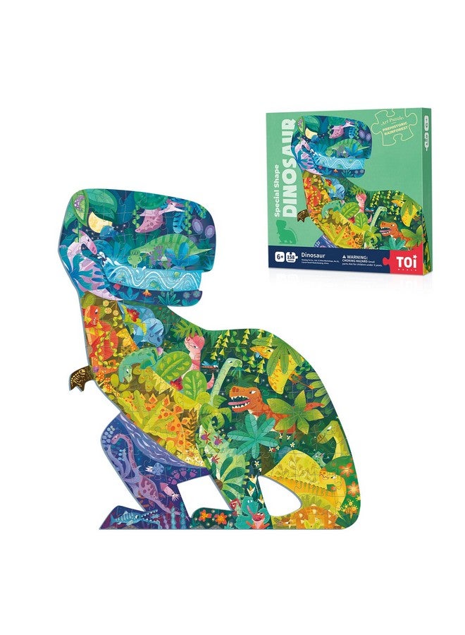 TOI Dinosaur Floor Puzzles For Kids Aged 6-8, 158 Pieces Animal Shaped Jigsaw Puzzles, Preschool Dinosaur Puzzle For Boys And Girls Educational Toy - Image 1