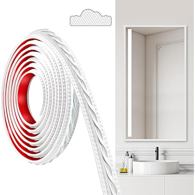 PVC MOLDINGS TRIM, 300CM2CM, PEEL AND STICK SELF-ADHESIVE, COVING FOR CEILINGS, WALL MOLDINGS FOR WALL EDGE, MIRROR FRAMES, CEILING, SKIRTING BOARDS, CABINET(WHITE SILVER) - Image 2