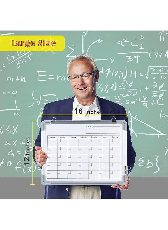 إيروريكس سبورة بيضاء مغناطيسية مع حامل محمولة مزدوجة الجوانب قابلة للمسح الجاف ولوحة تقويم مقاس 16 بوصة × 12 بوصة للأطفال، لوحة بيضاء صغيرة للكتابة المدرسية والمكتب والتدريس ولوحة الإعلانات - Image 2