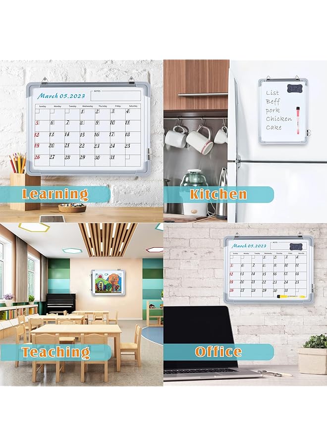 إيروريكس سبورة بيضاء مغناطيسية مع حامل محمولة مزدوجة الجوانب قابلة للمسح الجاف ولوحة تقويم مقاس 16 بوصة × 12 بوصة للأطفال، لوحة بيضاء صغيرة للكتابة المدرسية والمكتب والتدريس ولوحة الإعلانات - Image 5