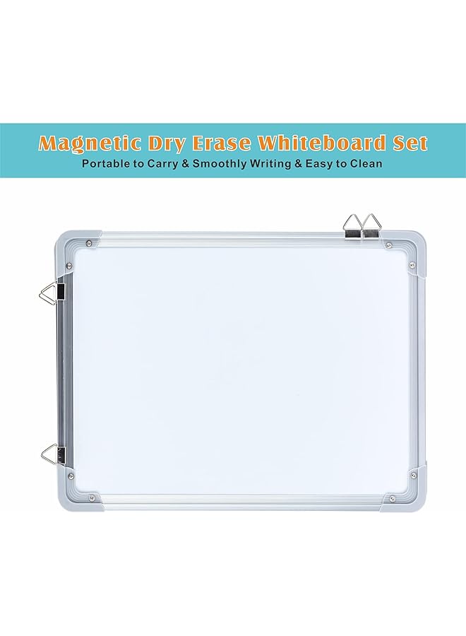إيروريكس سبورة بيضاء مغناطيسية مع حامل محمولة مزدوجة الجوانب قابلة للمسح الجاف ولوحة تقويم مقاس 16 بوصة × 12 بوصة للأطفال، لوحة بيضاء صغيرة للكتابة المدرسية والمكتب والتدريس ولوحة الإعلانات - Image 4