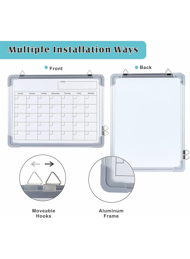 إيروريكس سبورة بيضاء مغناطيسية مع حامل محمولة مزدوجة الجوانب قابلة للمسح الجاف ولوحة تقويم مقاس 16 بوصة × 12 بوصة للأطفال، لوحة بيضاء صغيرة للكتابة المدرسية والمكتب والتدريس ولوحة الإعلانات - Image 3