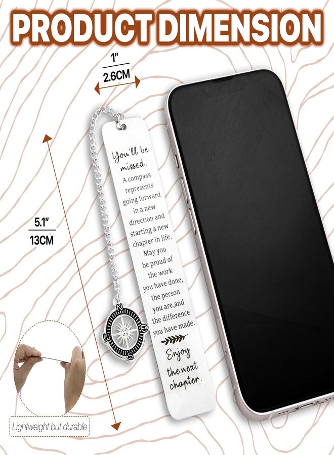 WACANTIC Metal Bookmark - Coworker Leaving Gifts for Women Men, Going Away Farewell Goodbye Gifts for Coworkers, You Will Be Missed Compass Bookmark, Retirement Gift for Boss Teacher Nurse Friend Coworker - Image 2