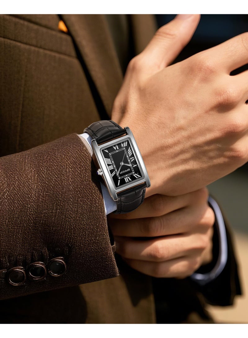 ساندا ساعات رجالية جديدة 1150 ساعة أنيقة للزوجين بتصميم أنيق ومينا مستطيلة مقاومة للماء وحركة كوارتز ساعة رجال الأعمال - Image 3