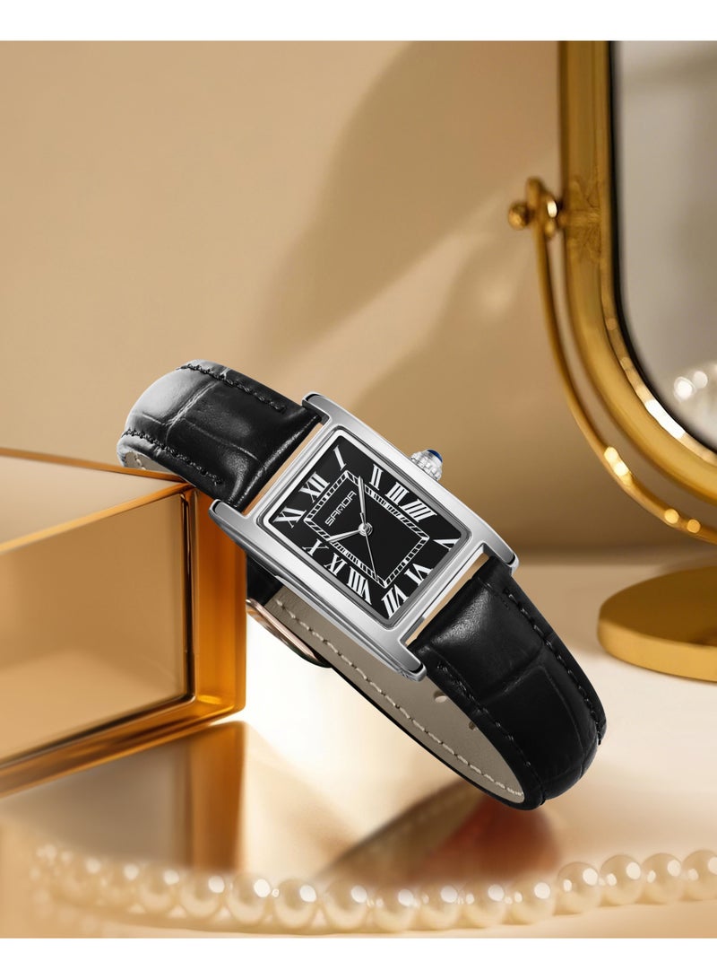 ساندا ساعات رجالية جديدة 1150 ساعة أنيقة للزوجين بتصميم أنيق ومينا مستطيلة مقاومة للماء وحركة كوارتز ساعة رجال الأعمال - Image 2