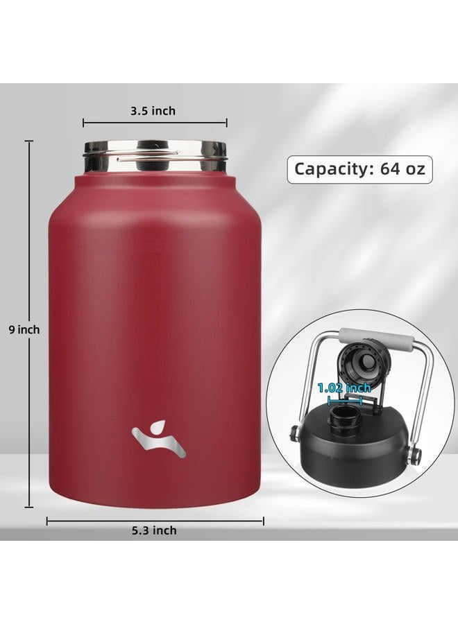 Konokyo Insulated water bottle with Metal Handle64oz-Dark red - Image 2