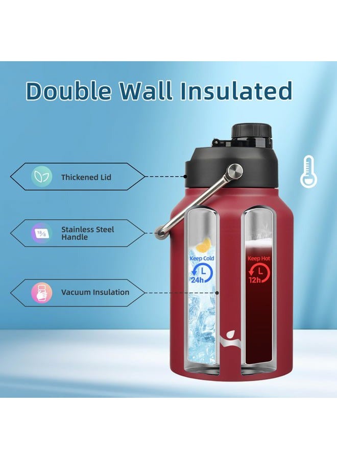 Konokyo Insulated water bottle with Metal Handle64oz-Dark red - Image 3