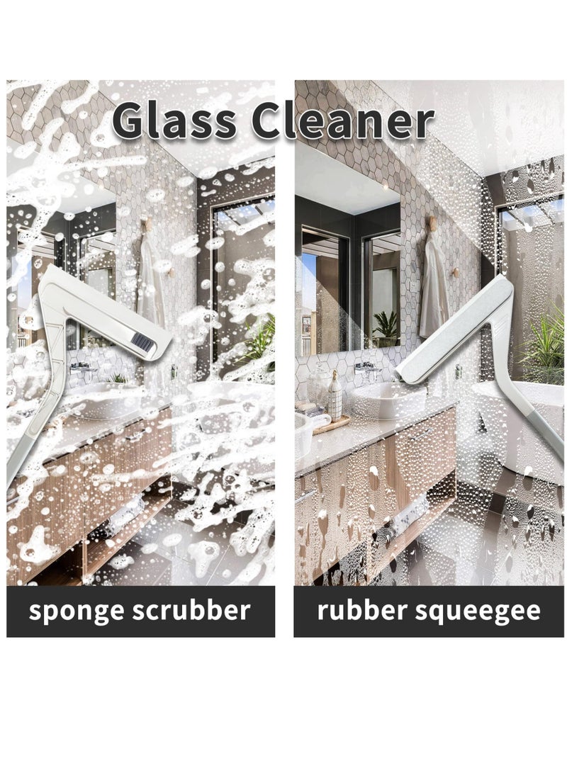 Zikra Shower Squeegee, Shower Squeegee for Glass Doors with Crevice Brush, 2 in 1 Window Squeegee Cleaner, Professional Window Scrubber for Bathroom Shower Car Mirror Glass - Image 2