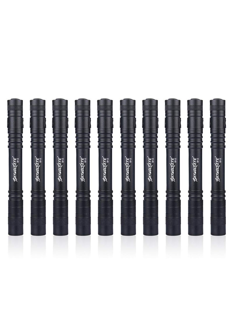 Cussity Cussity 10 Pcs Led Medical Penlight Flashlights Pen Flashlight Black Small Mini Poacket Flashlight with Clip with 3 Modes LED Compact Penlight Waterproof 