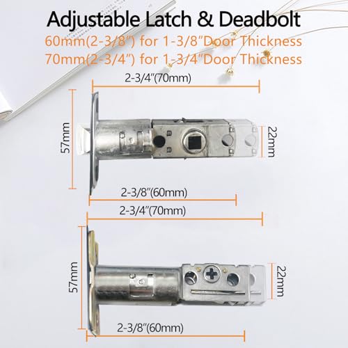 TMC Handleset with Modern Knob and Mode,Handleset for Exterior and Front Door with Deadbolt in Silver Satin Nickel Finish MDHST (KEYED HANDLESET, Brushed Nickel) - Image 4