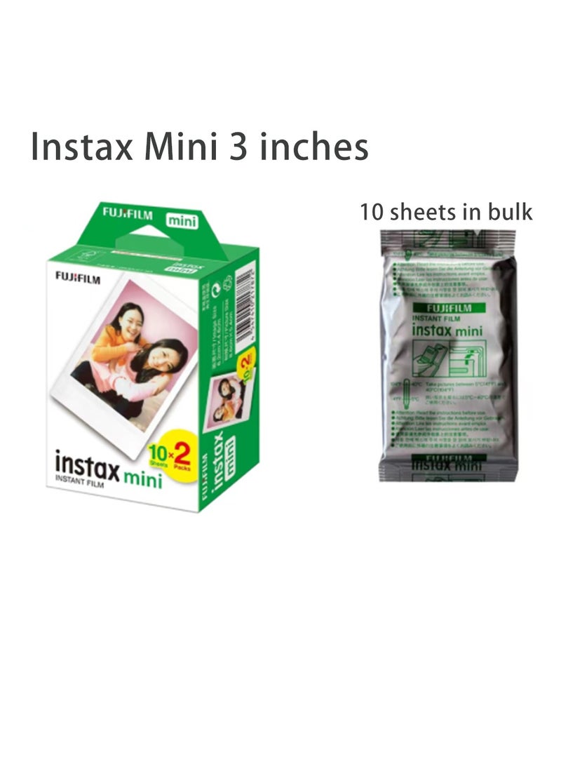 فوجي فيلم 10 أوراق سائبة Instax-MINI 3 بوصات ورق الصور الفوتوغرافية لون أبيض  - Image 2