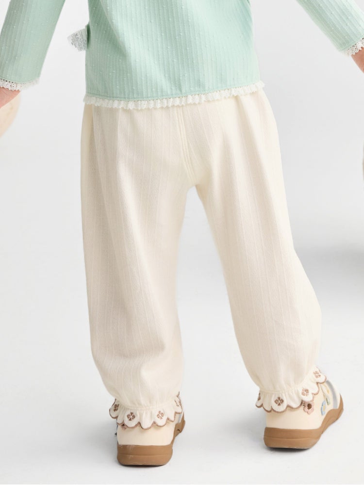 Balabala Girls' Textured Pants With Lace Hem - Image 3