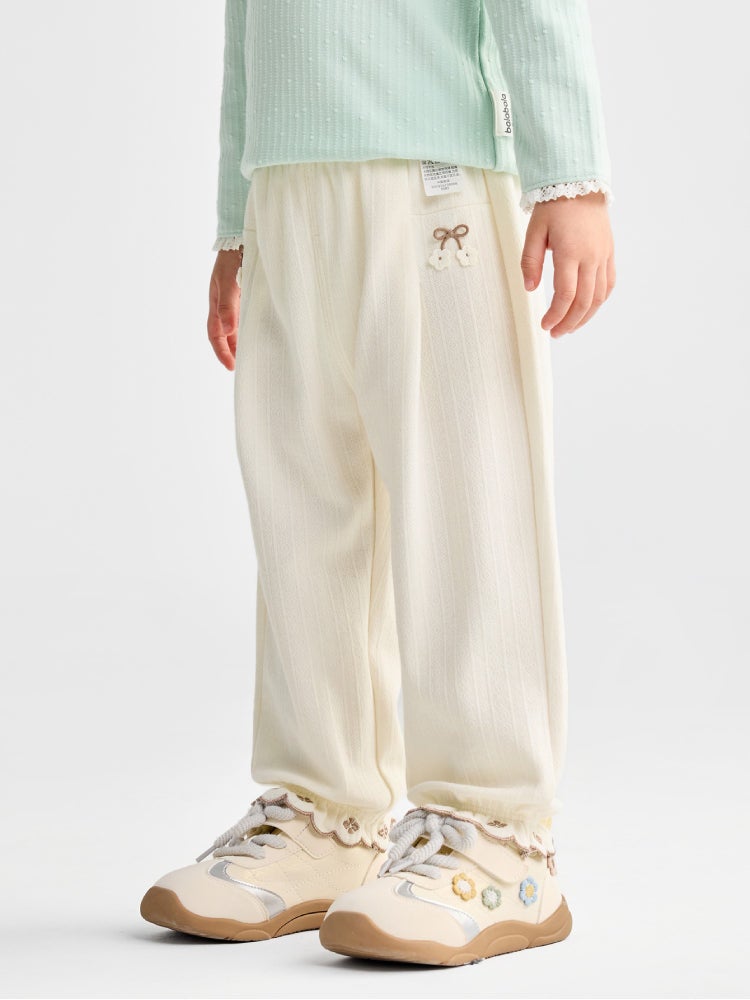 Balabala Girls' Textured Pants With Lace Hem - Image 2
