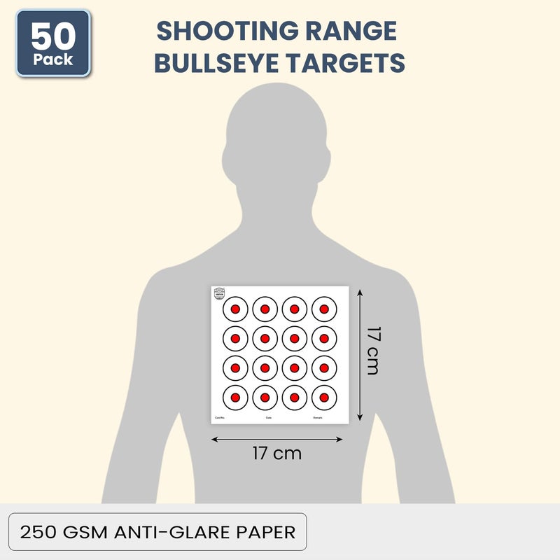 VARVIN 10M Air Pistol & Air Rifle Target Cards – ISSF Standard 17cm x 17cm – 50 Practice Sheets for Indoor & Outdoor Shooting (Multi Bullseye) - Image 4