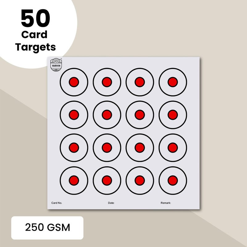 VARVIN 10M Air Pistol & Air Rifle Target Cards – ISSF Standard 17cm x 17cm – 50 Practice Sheets for Indoor & Outdoor Shooting (Multi Bullseye) - Image 3
