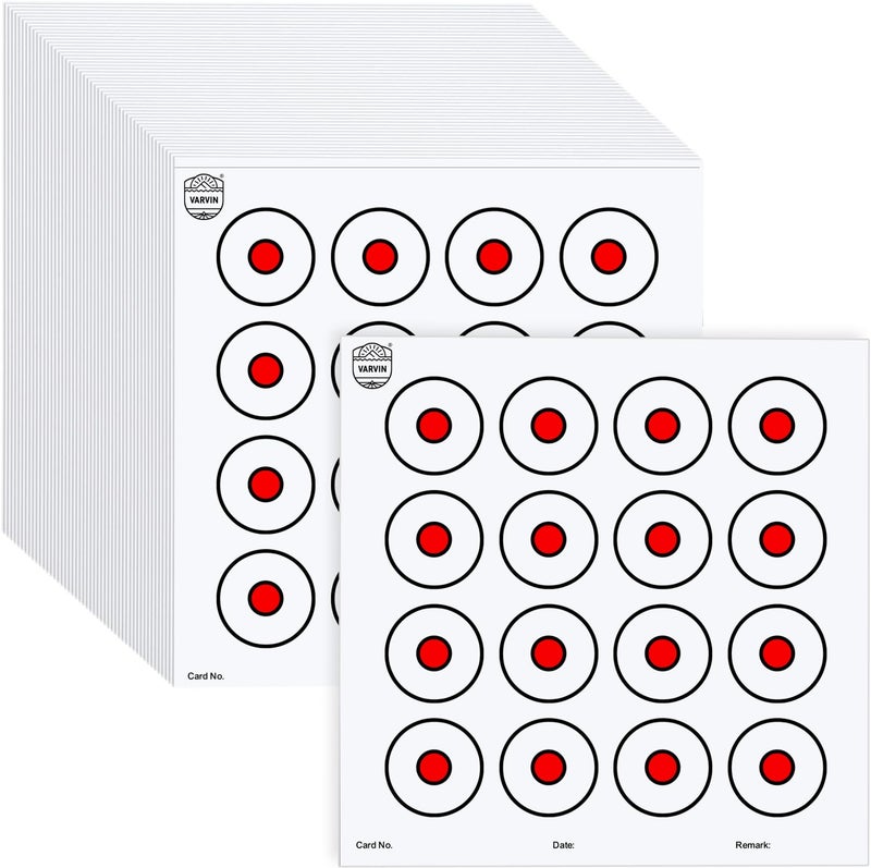 VARVIN 10M Air Pistol & Air Rifle Target Cards – ISSF Standard 17cm x 17cm – 50 Practice Sheets for Indoor & Outdoor Shooting (Multi Bullseye) - Image 1