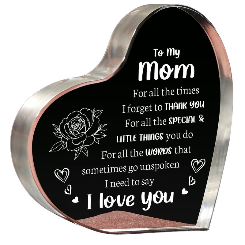 Milcier Gifts for Mom Birthday, I Love You Mom Acrylic Keepsake - Birthday Gifts for Moms from Daughter Son, Best Christmas Mother's Day Present - Image 1