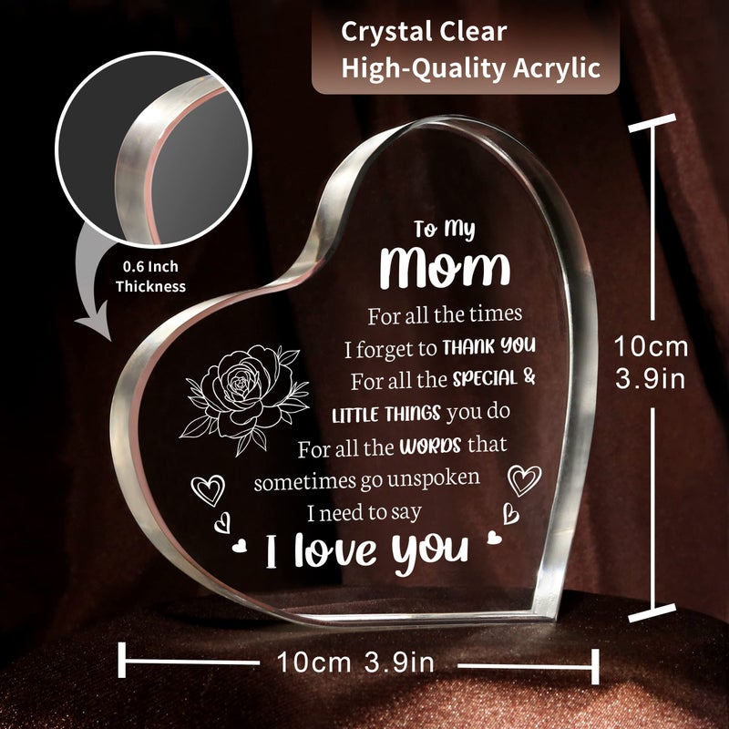 Milcier Gifts for Mom Birthday, I Love You Mom Acrylic Keepsake - Birthday Gifts for Moms from Daughter Son, Best Christmas Mother's Day Present - Image 4