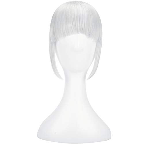 SLLIE 8" Clip in Bangs Hair Extensions Thick Full Neat Bangs Fringe Hair Extension with Temples One Piece Clip on Front Bangs Hairpiece - Image 2