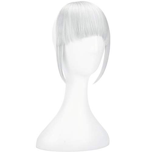 SLLIE 8" Clip in Bangs Hair Extensions Thick Full Neat Bangs Fringe Hair Extension with Temples One Piece Clip on Front Bangs Hairpiece - Image 4