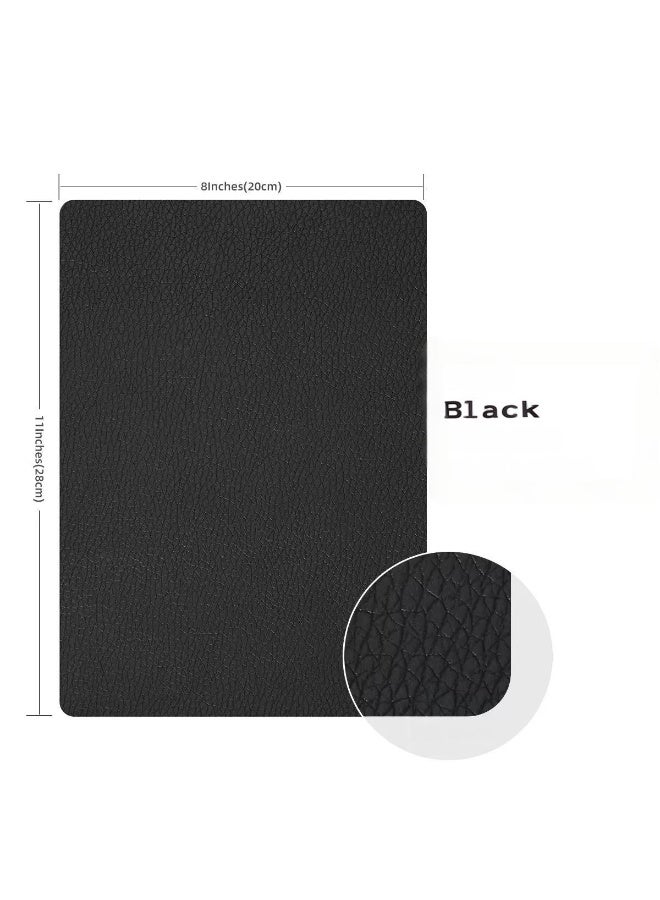 2 قطع مجموعة إصلاح الجلد للأثاث ، 20 × 28 سم شريط جلد أسود لإصلاح مقعد مفروشات السيارات ، ترقية النسيج اللاصق الذاتي تصحيح الجلد للدراجة النارية ، تصحيحات إصلاح الأريكة الجلدية - Image 1