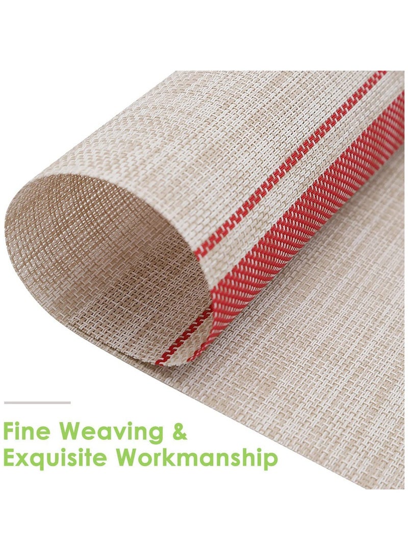 VIO Set of 6 Durable Vinyl Washable Wipeable Heat Resistant Placemats Anti Abrasion Quick Drying Beautiful Non Slip Woven Protector PVC Table Mats for Dining Kitchen Home Indoor Outdoor Style 1  - Image 4