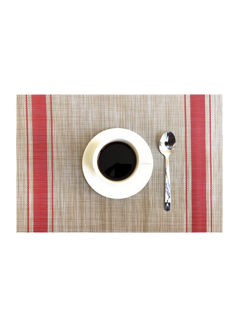 VIO Set of 6 Durable Vinyl Washable Wipeable Heat Resistant Placemats Anti Abrasion Quick Drying Beautiful Non Slip Woven Protector PVC Table Mats for Dining Kitchen Home Indoor Outdoor Style 1  - Image 2
