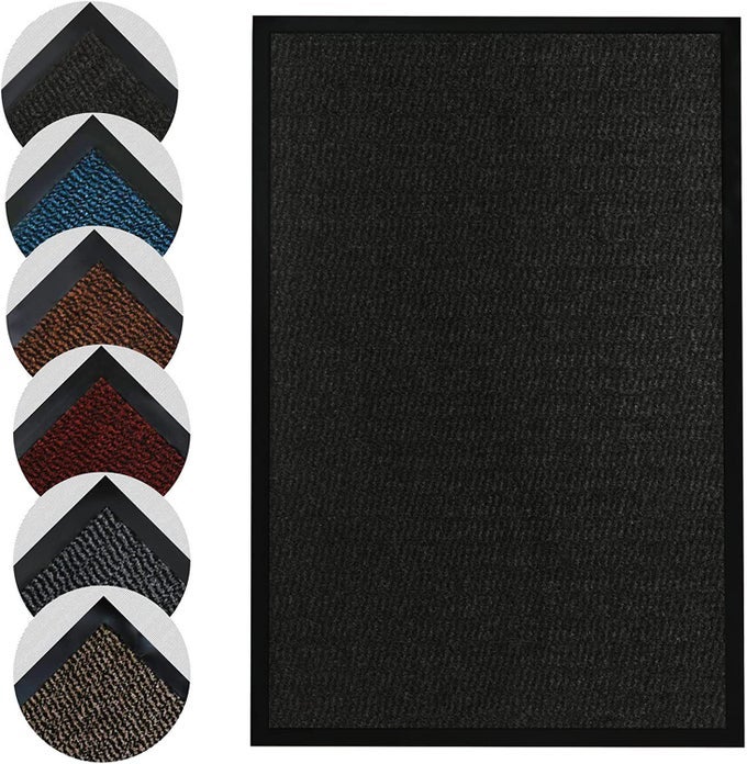 DOOR MAT INDOOR OUTDOOR HEAVY DUTY FLOOR MAT NON SLIP RUBBER BACK DOOR MATS INDOOR RUG DIRT TRAPPER SUPER ABSORBENT FRONT DOOR MAT WASHABLE DOORMATS ANTHRACITE50X80 CM