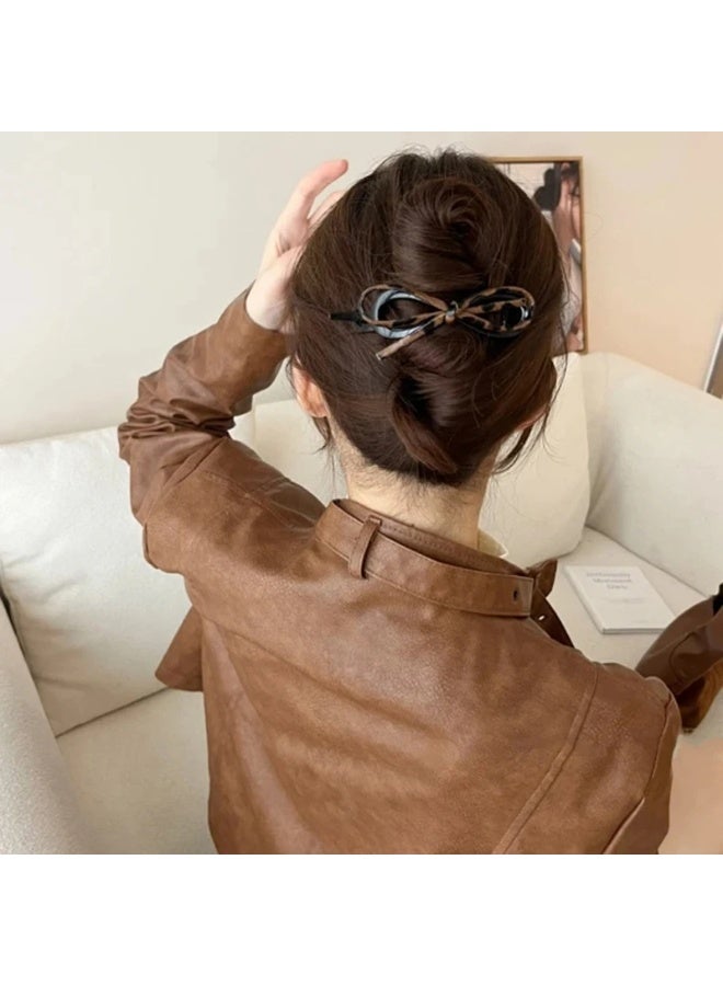 Goolsky [3pcs Leopard Print Hair Clip] 3pcs Leopard Print Bow Twist Clip for Women, High-end Single Clip Hairpin, Shark Clip for Backcombed Hair - Image 5