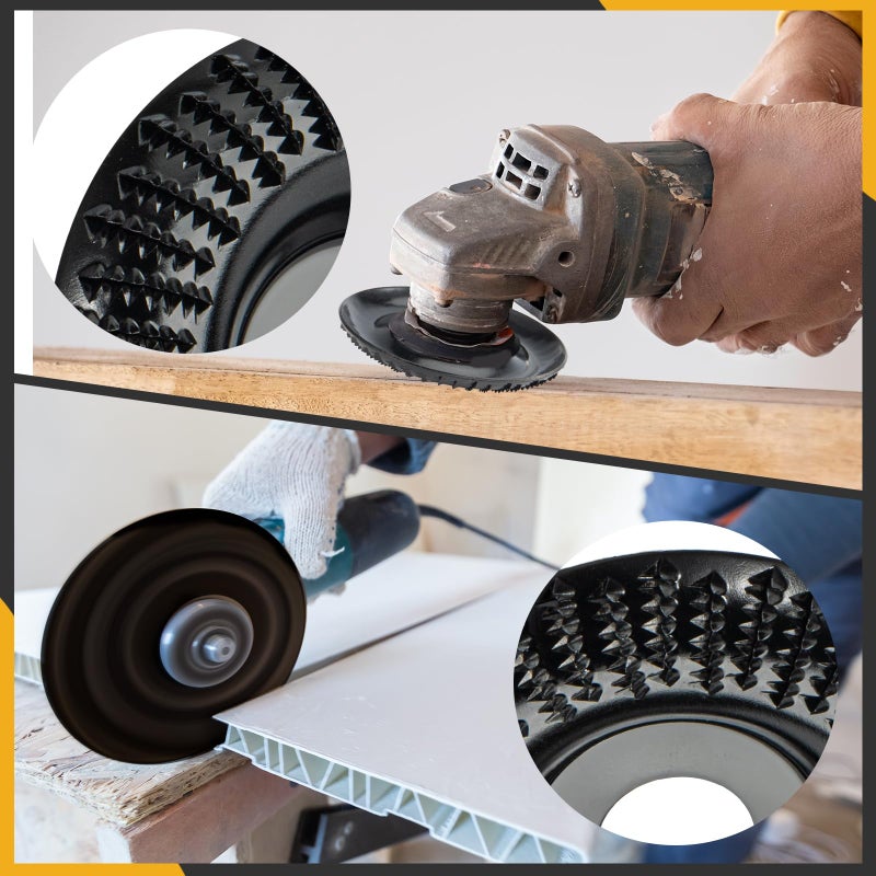 fucokt 2Pcs Wood Carved Disc Grinder Grinding Wheel Disc 4 Inch, Wood Grinding Shaping Disc for Angle Grinder, for Angle Grinder for 5/8 Inch Mandrel - Image 5