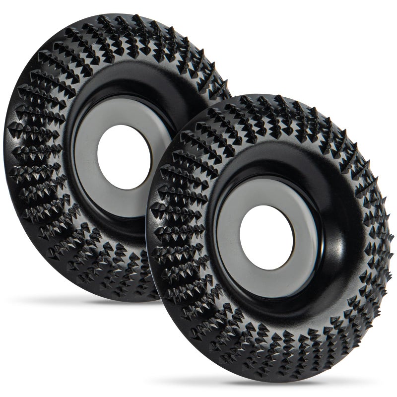 fucokt 2Pcs Wood Carved Disc Grinder Grinding Wheel Disc 4 Inch, Wood Grinding Shaping Disc for Angle Grinder, for Angle Grinder for 5/8 Inch Mandrel - Image 1