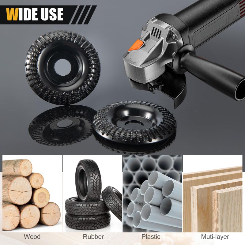 fucokt 2Pcs Wood Carved Disc Grinder Grinding Wheel Disc 4 Inch, Wood Grinding Shaping Disc for Angle Grinder, for Angle Grinder for 5/8 Inch Mandrel - Image 4