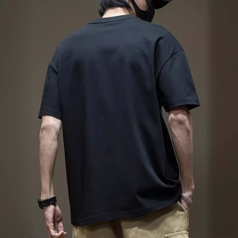 Black Heavy Short-Sleeved T-Shirt Men'S High-End Sense Men'S Loose Plus Size Men'S Half-Sleeved T-Shirt For Boys - Image 5