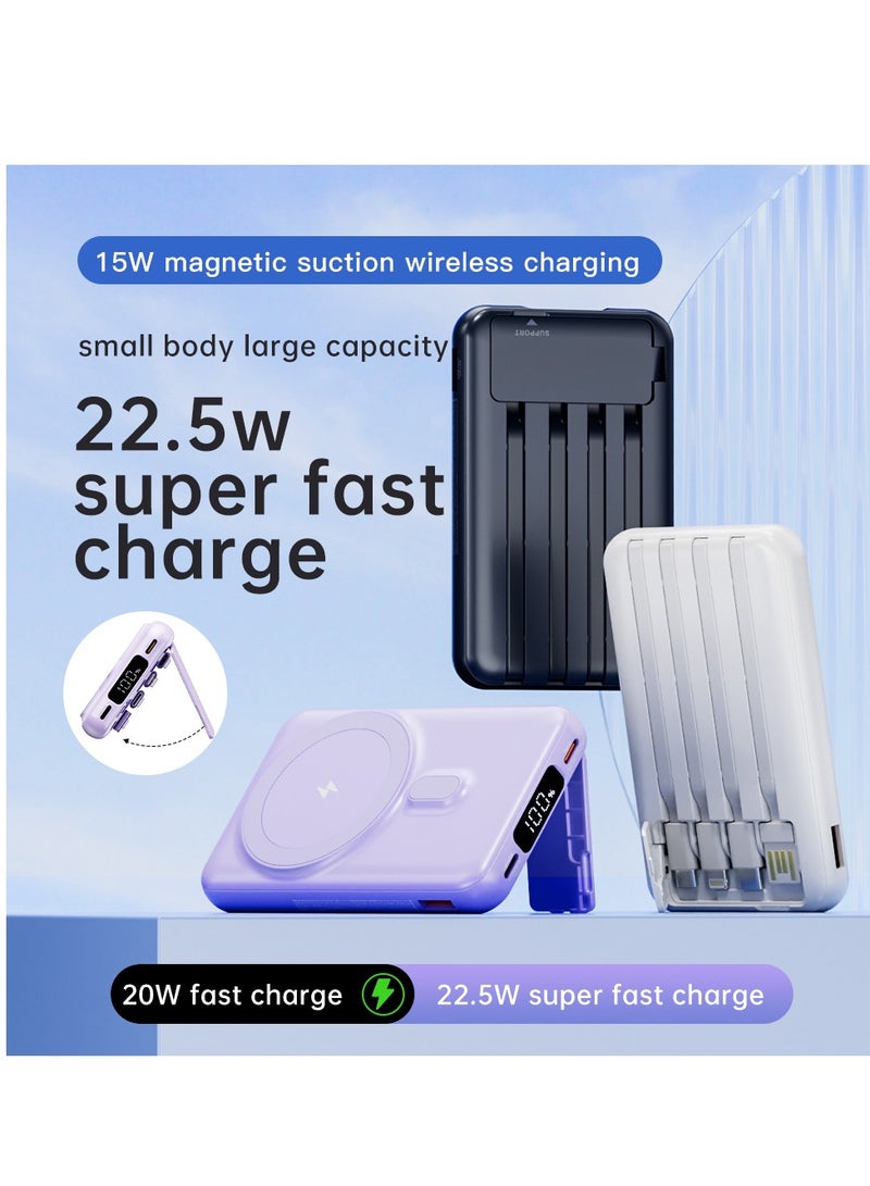 GULFLINK Fast Charging Magnetic Wireless Power Bank with 22.5w Built-in Cable Portable Super Fast Charging Mobile Power Supply 10000 mAh Black  - Image 3
