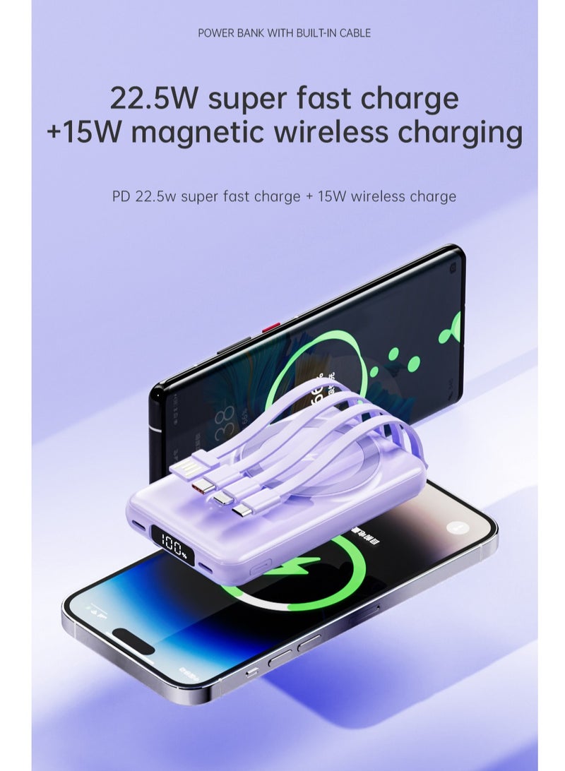 GULFLINK Fast Charging Magnetic Wireless Power Bank with 22.5w Built-in Cable Portable Super Fast Charging Mobile Power Supply 10000 mAh Black  - Image 4