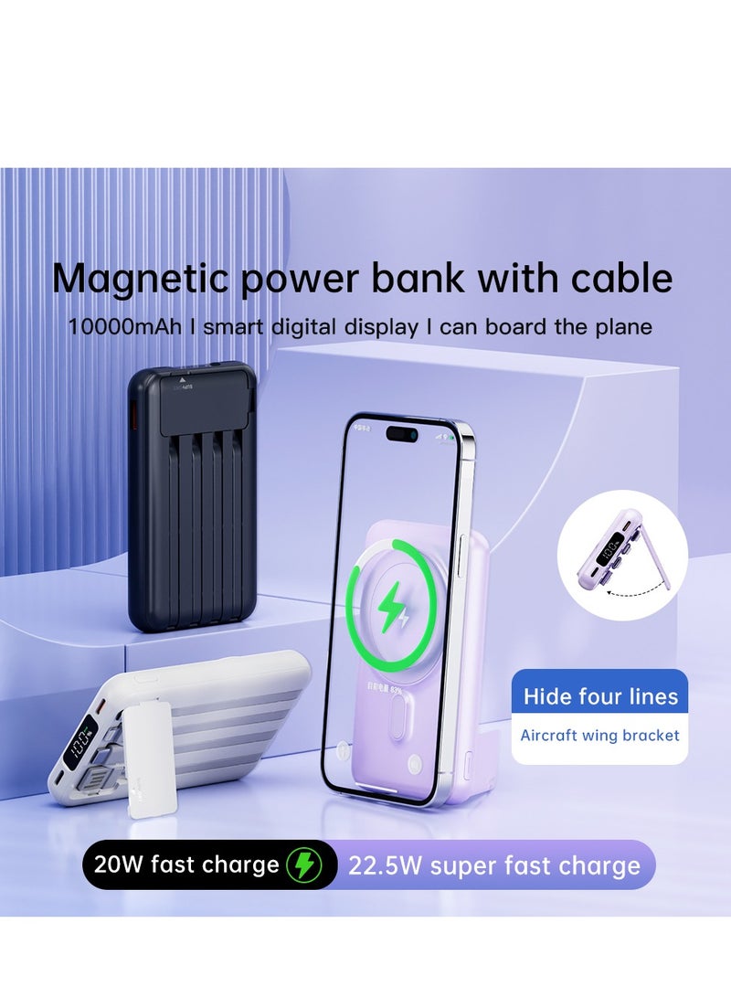 GULFLINK Fast Charging Magnetic Wireless Power Bank with 22.5w Built-in Cable Portable Super Fast Charging Mobile Power Supply 10000 mAh Black  - Image 5