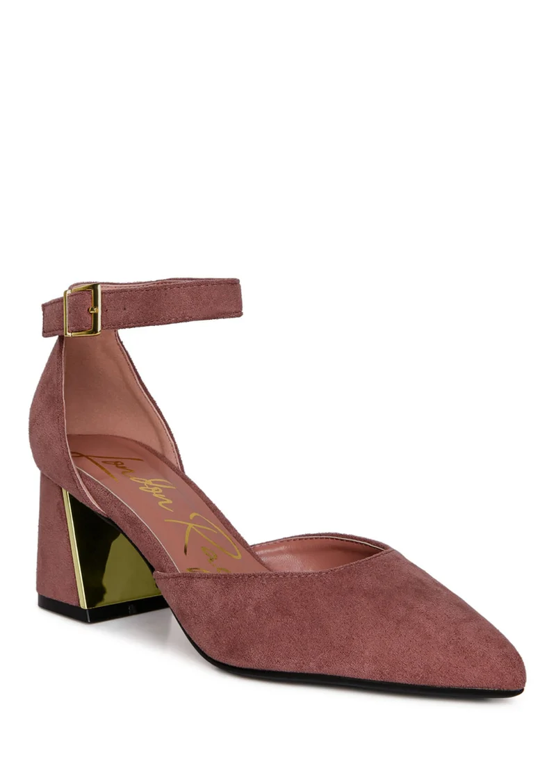 London Rag Blush Metallic Accent Angle Heeled Sandals